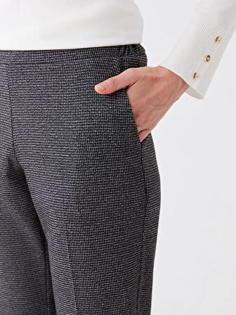 Beli Lastikli Ekose Kadın Pantolon