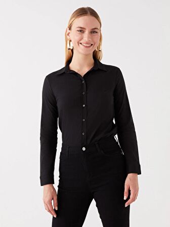 Düz Uzun Kollu Kadın Gömlek