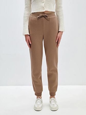 Kadın Beli Lastikli Düz Jogger Eşofman Altı