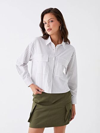 Çizgili Uzun Kollu Oversize Kadın Gömlek