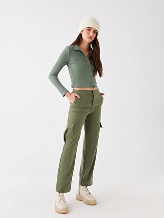 Standart Fit Gabardin Kadın Kargo Pantolon