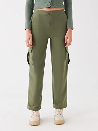 Standart Fit Gabardin Kadın Kargo Pantolon