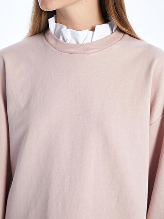 Bisiklet Yaka Düz Uzun Kollu Kadın Sweatshirt Tunik