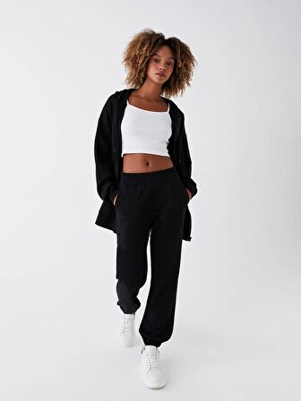Kadın Beli Lastikli Düz Jogger Eşofman Altı