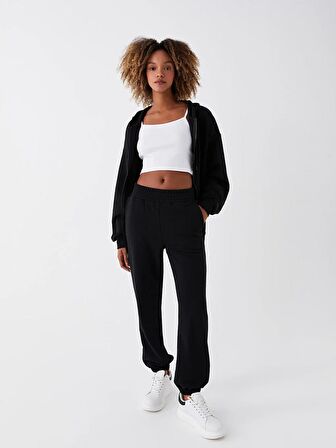 Kadın Beli Lastikli Düz Jogger Eşofman Altı