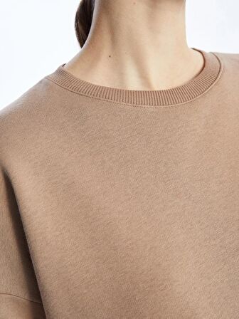 Bisiklet Yaka Düz Uzun Kollu Kadın Sweatshirt Tunik