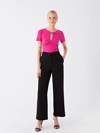 Standart Fit Düz Geniş Paça Kadın Pantolon
