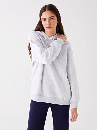 Baskılı Uzun Kollu Oversize Kadın Hoodie