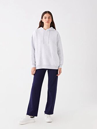 Baskılı Uzun Kollu Oversize Kadın Hoodie