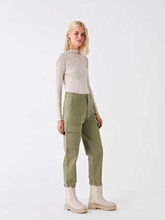 Dar Fit Gabardin Kadın Kargo Pantolon