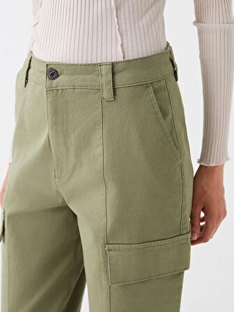 Dar Fit Gabardin Kadın Kargo Pantolon