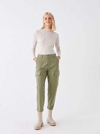 Dar Fit Gabardin Kadın Kargo Pantolon
