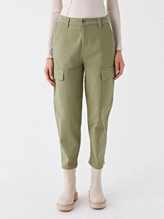Dar Fit Gabardin Kadın Kargo Pantolon