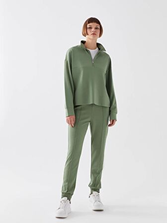 Kadın Beli Lastikli Düz Jogger Eşofman Altı