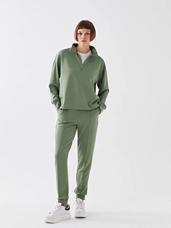 Kadın Beli Lastikli Düz Jogger Eşofman Altı