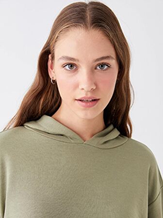 Düz Uzun Kollu Kadın Hoodie