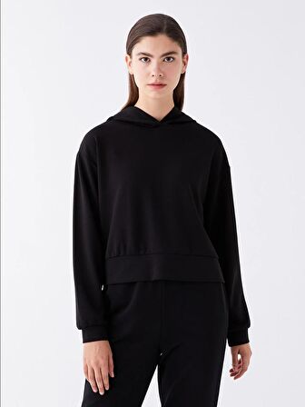 Düz Uzun Kollu Kadın Hoodie