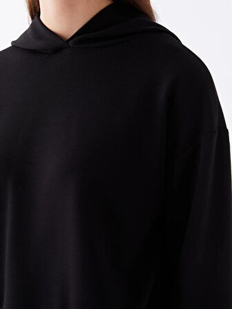 Düz Uzun Kollu Kadın Hoodie