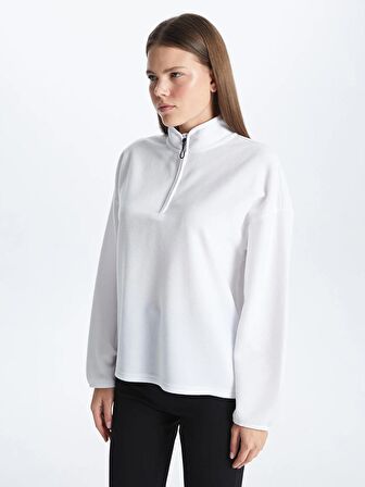 Dik Yaka Oversize Kadın Sweatshirt