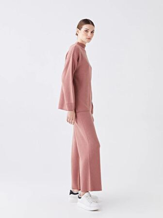 Kadın Beli Lastikli Dar Fit Düz Triko Pantolon