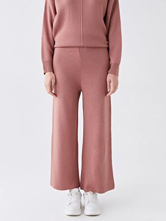Kadın Beli Lastikli Dar Fit Düz Triko Pantolon