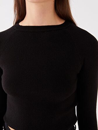 Bisiklet Yaka Düz Uzun Kollu Kadın Triko Kazak