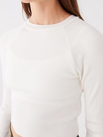 Bisiklet Yaka Düz Uzun Kollu Kadın Triko Kazak