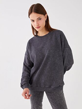 Bisiklet Yaka Oversize Kadın Sweatshirt