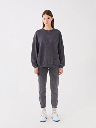 Bisiklet Yaka Oversize Kadın Sweatshirt