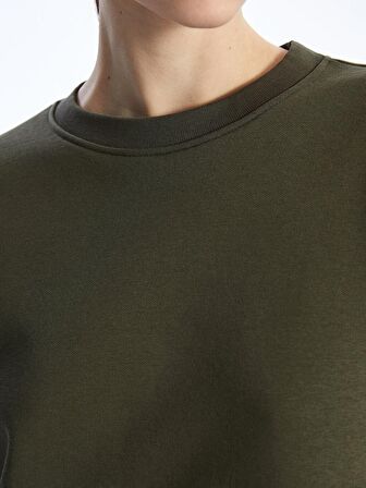 Bisiklet Yaka Düz Uzun Kollu Kadın Sweatshirt Tunik