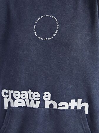 Baskılı Uzun Kollu Oversize Kadın Hoodie