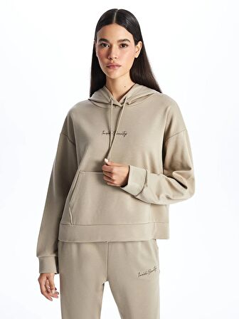 Nakışlı Uzun Kollu Kadın Hoodie