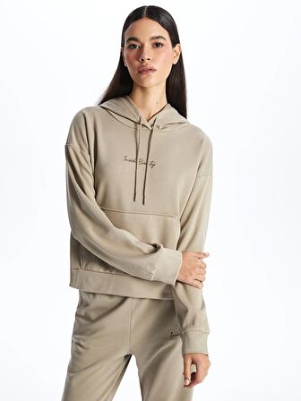 Nakışlı Uzun Kollu Kadın Hoodie