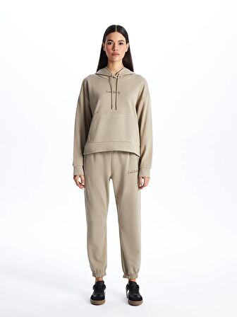 Nakışlı Uzun Kollu Kadın Hoodie