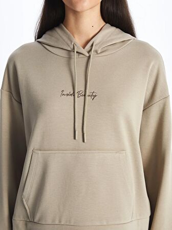 Nakışlı Uzun Kollu Kadın Hoodie