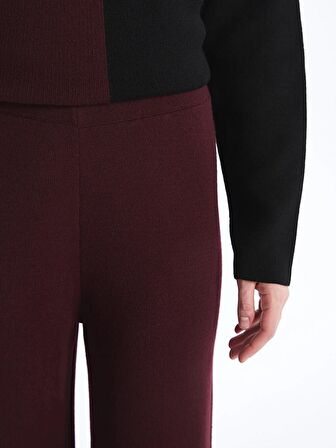 Kadın Beli Lastikli Dar Fit Düz Triko Pantolon