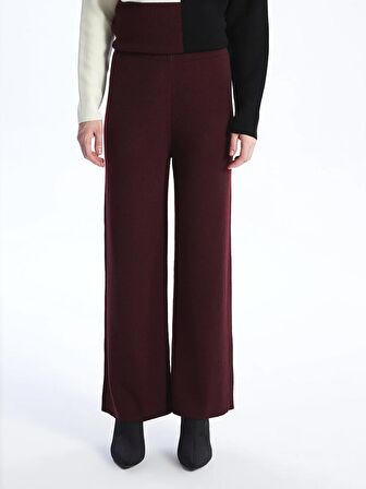 Kadın Beli Lastikli Dar Fit Düz Triko Pantolon