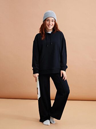 Petite Düz Uzun Kollu Kadın Hoodie