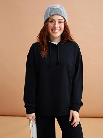 Petite Düz Uzun Kollu Kadın Hoodie