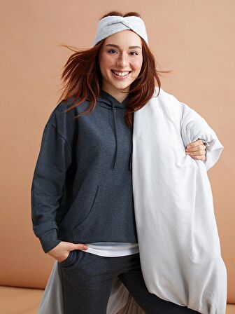Petite Düz Uzun Kollu Kadın Hoodie