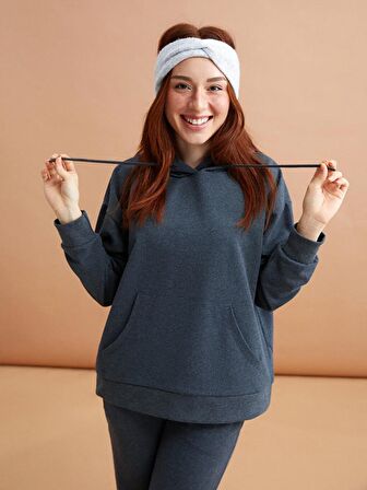 Petite Düz Uzun Kollu Kadın Hoodie