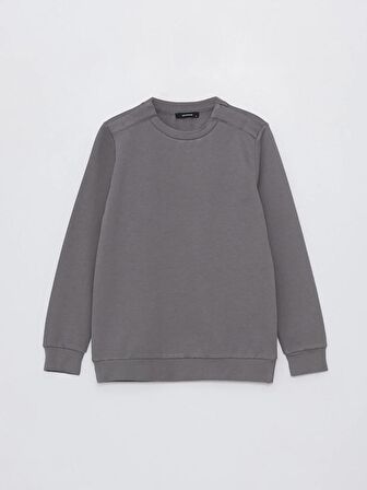 Bisiklet Yaka Düz Uzun Kollu Kadın Sweatshirt