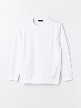 Bisiklet Yaka Düz Uzun Kollu Kadın Sweatshirt