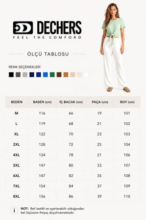 Yüksek Bel Beli Lastikli Keten Pantolon