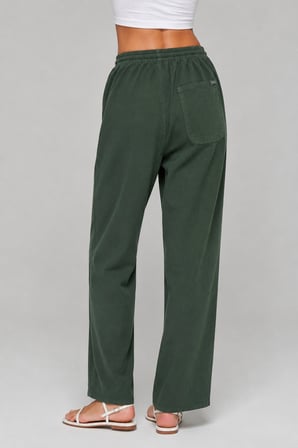 Yüksek Bel Beli Lastikli Keten Pantolon