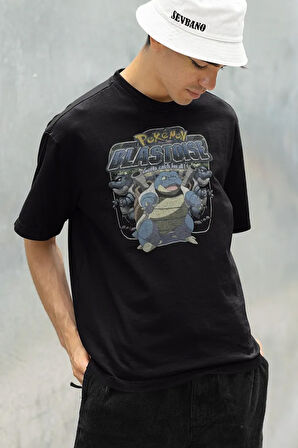 Pokemon Blastoise Karakter Baskılı Unisex Oversize Çizgi Film Tişört