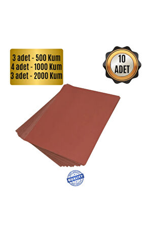 Far Temizleme Ince Kalın Kağıt El Su Zımparası Kağıdı Araç Oto Parlatma Set 500-1000-2000 Kum 3 Adet