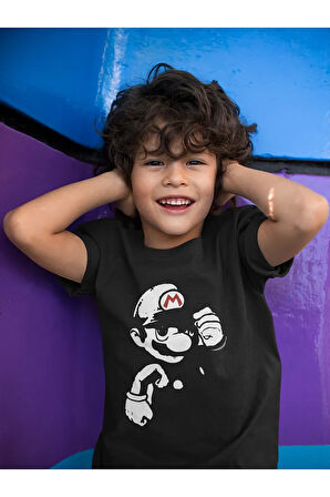 Süper Mario Baskılı Unisex Oyun Çocuk Tişört (1-12 YAŞ)