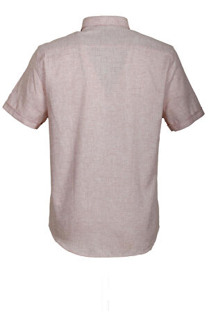 Erkek Kiremit Kısa Kol Yazlık Gömlek Slim Fit Düğme Yaka Pamuklu İnce Kumaş JEANS 7174 SHİRT