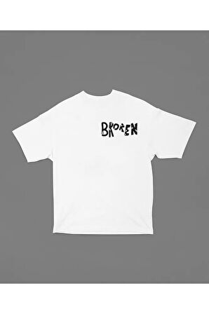 Oversize Broken Yazılı Unisex Tişört